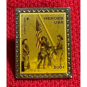 Heroes USA 9/11 2001 First Class Stamp Enamel Lapel Pin USPS Made in USA Fireman